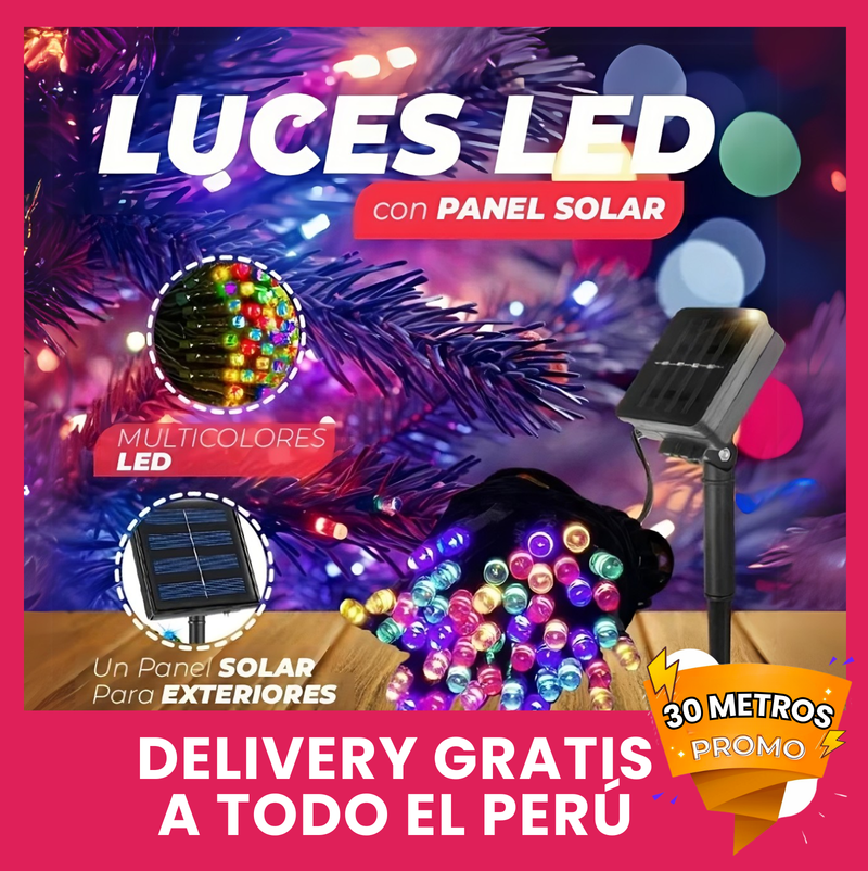 Luces LED Navideñas con Panel Solar (30 METROS)