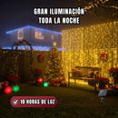 LUCES LED CORTINA NAVIDEÑAS CON PANEL SOLAR 3x3 METROS