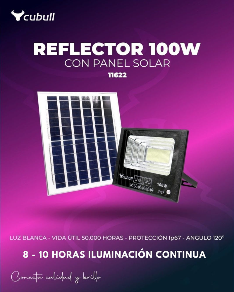 REFLECTOR SOLAR CUBULL 100W CON CABLE DE 3 METROS Y 10 HORAS DE DURACION