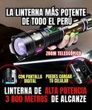 Linterna LED Super Luminosa con Zoom Telescópico de Hasta 3MIL Metros Alcanze.