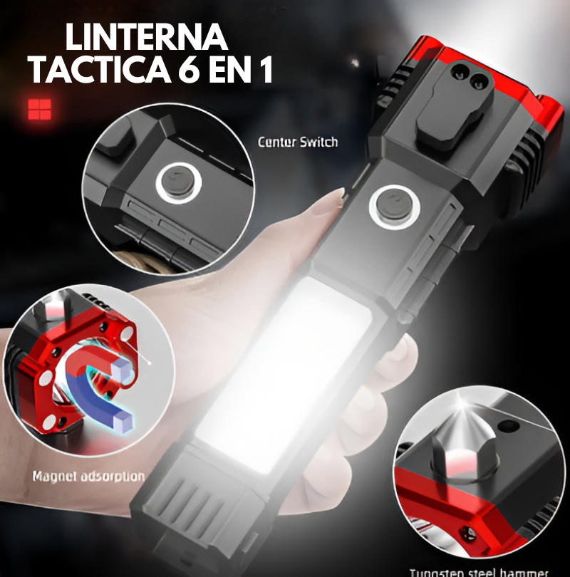 (OFERTA 2X1) Linterna Tactica 6 en 1 Multifuncional