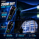 Linterna Táctica XL Ultra Potente LD-L1525A Alcance de 4500 m y Zoom Telescópico