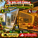 LUCES LED CORTINA NAVIDEÑAS CON PANEL SOLAR 3x3 METROS