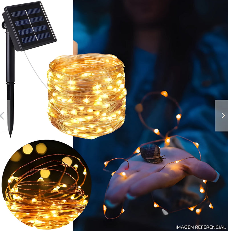 Luces Navideñas con Panel Solar Ambar (20 METROS)