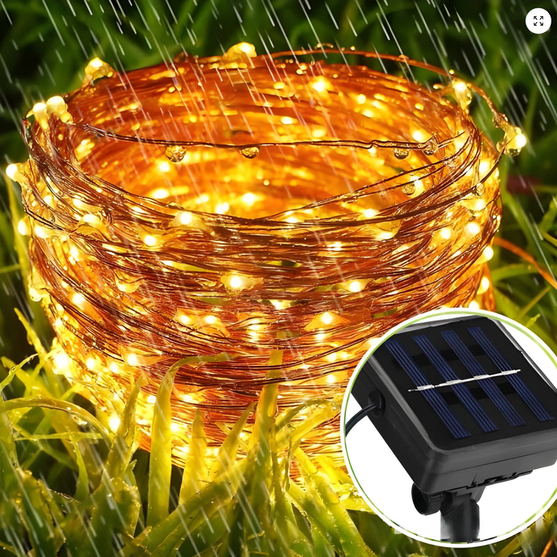 Luces Navideñas con Panel Solar Ambar (20 METROS)