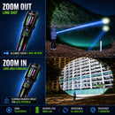 Linterna LED Super Luminosa con Zoom Telescópico de Hasta 3800 Metros Alcanze.