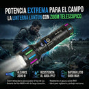 Linterna LED Super Luminosa con Zoom Telescópico de Hasta 3800 Metros Alcanze.