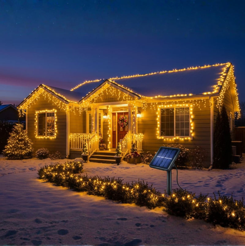 Luces Navideñas con Panel Solar Ambar Lineal LED (30 METROS)