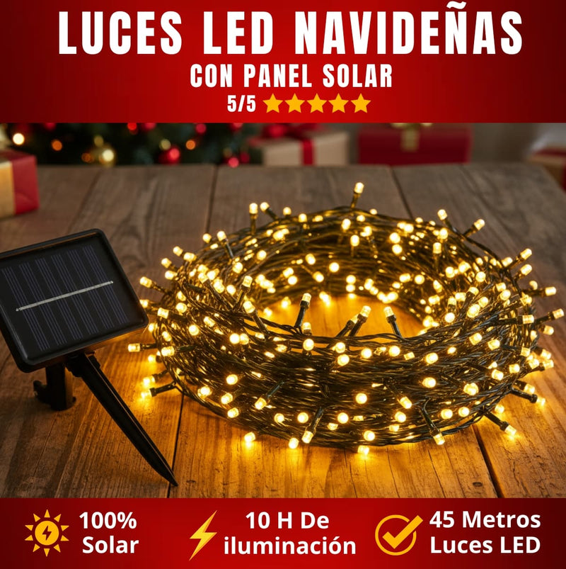 Luces Navideñas con Panel Solar Ambar Lineal LED (30 METROS)
