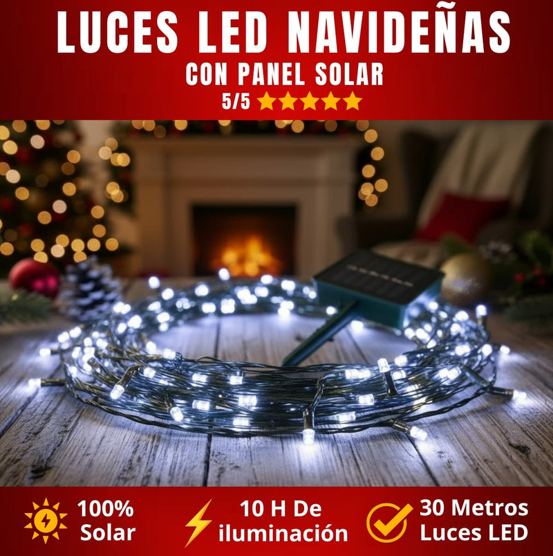 Luces Navideñas con Panel Solar Ambar Lineal LED (30 METROS)