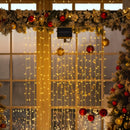 LUCES LED CORTINA NAVIDEÑAS CON PANEL SOLAR 3x3 METROS