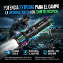 Linterna LED Super Luminosa con Zoom Telescópico de Hasta 3800 Metros Alcanze.