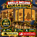 LUCES LED CORTINA NAVIDEÑAS CON PANEL SOLAR 3x3 METROS