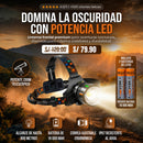 Linterna Led De Cabeza con Zoom Telescopico Y Potente Bateria de 16 000 mAh