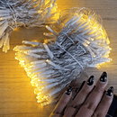 LUCES LED CORTINA NAVIDEÑAS CON PANEL SOLAR 3x3 METROS