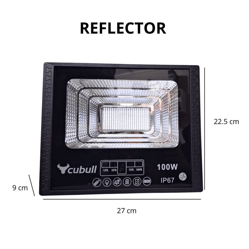 REFLECTOR SOLAR CUBULL 100W CON CABLE DE 3 METROS Y 10 HORAS DE DURACION
