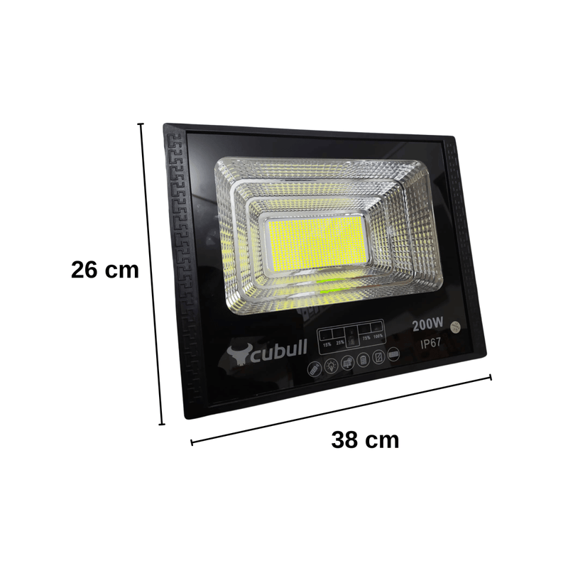 REFLECTOR SOLAR CUBULL 200W CON CABLE DE 3 METROS Y 10 HORAS DE DURACION