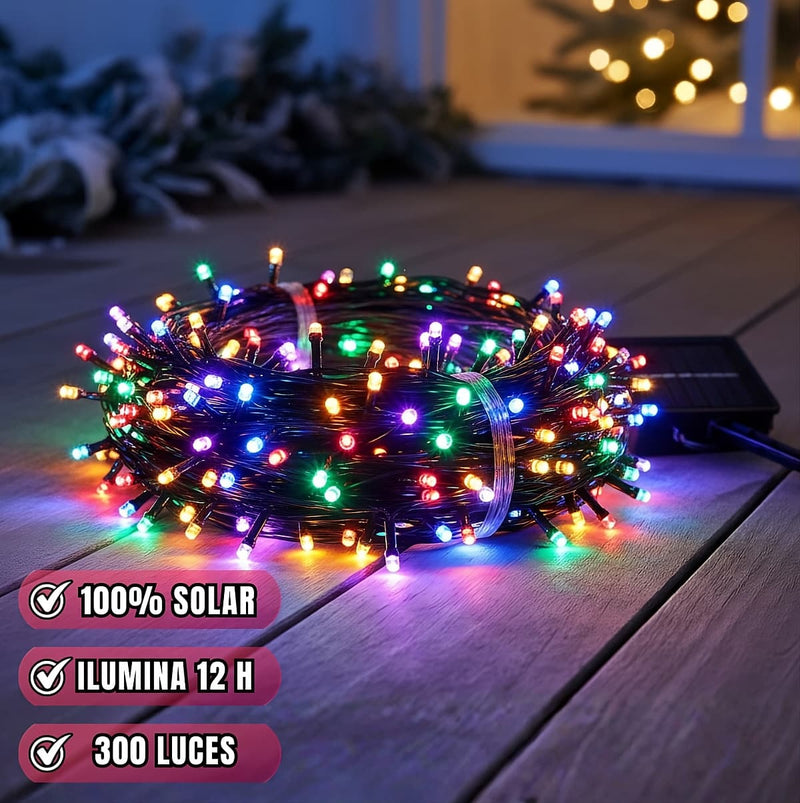 Luces LED Navideñas con Panel Solar (30 METROS)